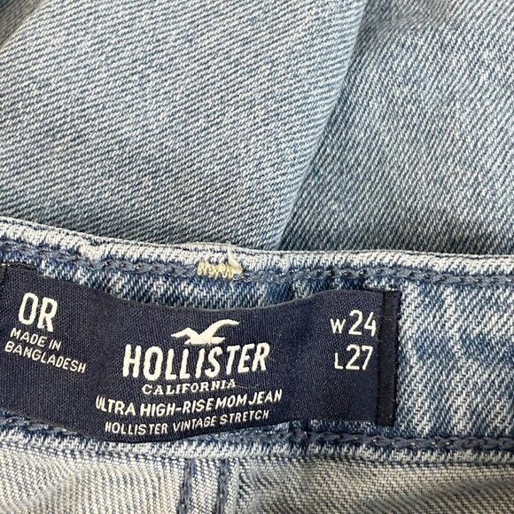 Hollister Womens Vintage Stretch Ultra High‎ Rise Mom Jeans Blue 32 Pockets - Picture 5 of 13